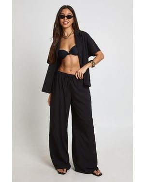 Boohoo Essentials Oversized Textured Beach Trousers - Blue