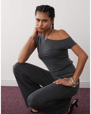 Motel Elysian Asymetric Cupro Co-Ord Top - Black