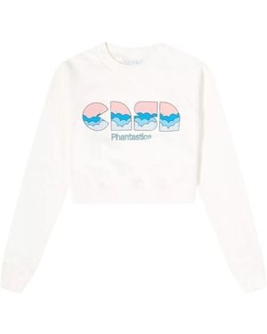 CASABLANCA Casa Clouds Screen Printed Cropped Sweatshirt Cotton - White
