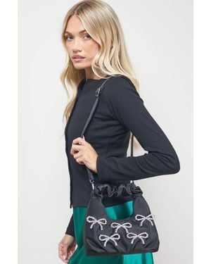 Oasis Liv Diamante Bow Detail Grab Bag - Blue