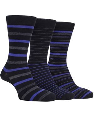 Farah 3 Pack Striped Bamboo Dress Socks Soft Breathable - Blue