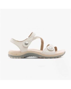 Free Spirit Malibu Leather Touch Fasten Sandals Sand - White