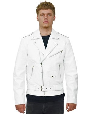 Infinity Leather Fringe Hide Biker Jacket- Tokyo - White
