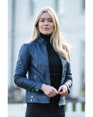 Ashwood Leather 'Lillian' Real Biker Jacket - Blue
