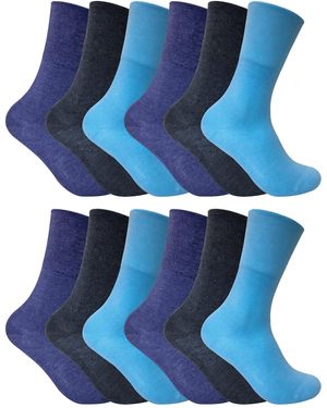 Sock Snob 12 Stuks Sokken Zonder Elastiek Thermo Diabetessokken Voor - Blauw