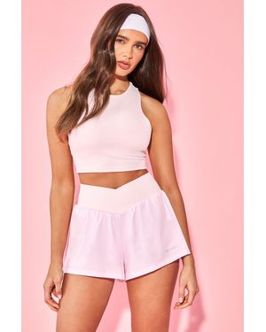 DSGN Studio Sculpt Racer Back Padded Crop Vest Top - Pink