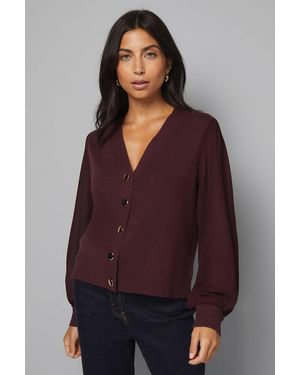 Wallis Chiffon Sleeve Button Front Cardigan - Purple