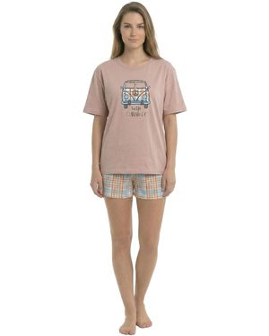 Kisses&Love Zomer Korte Mouwen Katoenen Pyjama's Kl40000 - Naturel