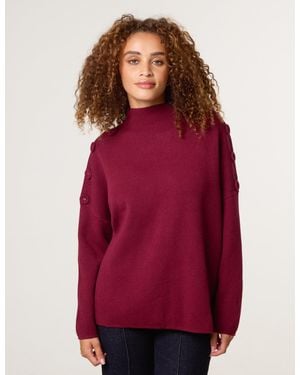 Blue Vanilla Button Shoulder Jumper - Red