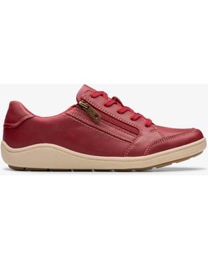 Clarks Bryianne Bayla Leather Trainers - Red