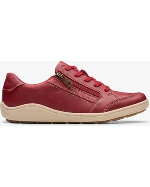 Clarks Bryianne Bayla Leather Trainers - Red