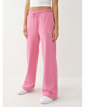 True Religion Horseshoe French Terry Wide Leg - Pink