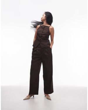 TOPSHOP Pleat Front Tailored Jogger - Brown