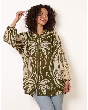 Blue Vanilla Tropical Metallic Oversized Shirt - Green