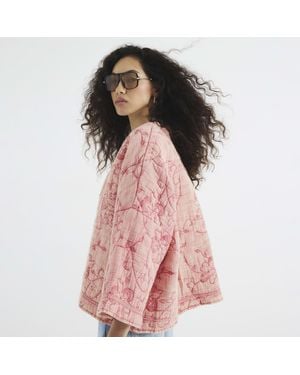 River Island Jacket Quilted Floral Oversized - Pink