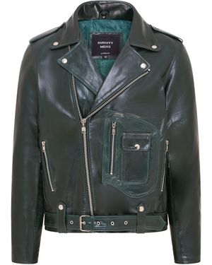 Infinity Leather Giacca da Motociclista Nero Harrington in Pelle Intelligente Classic da Uomo XS