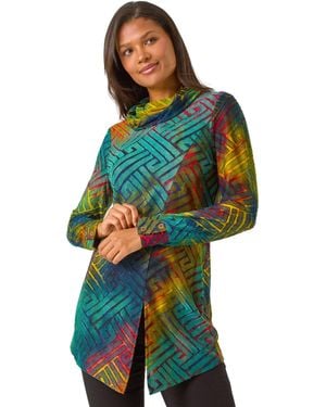 Roman Geometric Textured Tunic - Green
