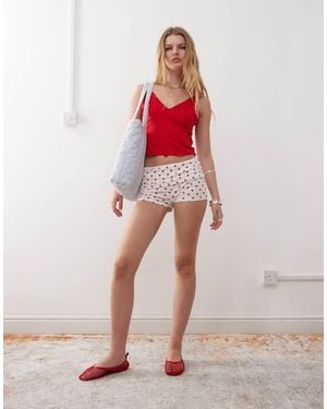 Collusion Polka Dot Fold Over Short - Red