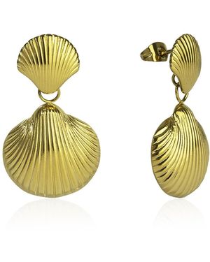 The Jewellery Stockroom Plated Pvd Waterproof Stainless Steel Shell Droppers - Metallic