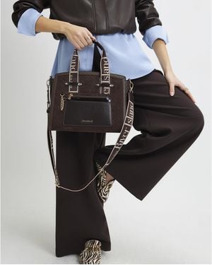 River Island Faux Suede Monogram Tote Bag - Black