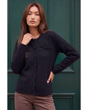 Roman Floral Corsage Cardigan - Blue