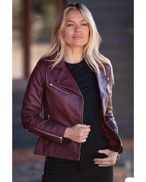 Ashwood Leather 'Giulia' Ladies Veg Tanned Biker Jacket - Purple