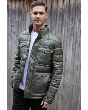 Threadbare Funnel Neck Utility Puffer Jacket - Grey