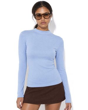 Busem Slim Fit Half Turtleneck Blouse - Blue