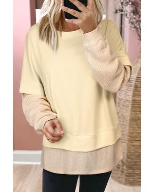 Azura Exchange Gelaagde Lange Mouwen Sweatshirt - Naturel