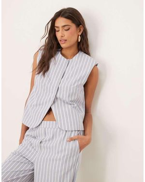 ASOS Boxy Cutaway Waistcoat With Linen Co-Ord - White