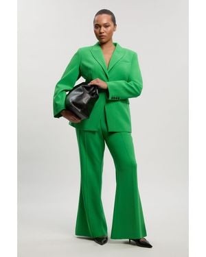 Karen Millen Plus Size Compact Stretch Single Breasted Tailored Blazer - Green