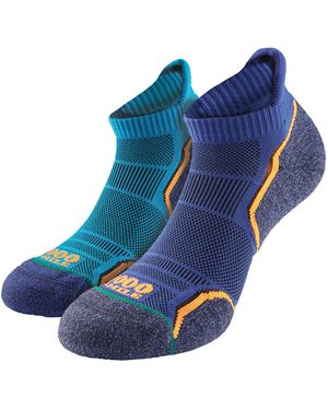 1000 Mile Socks 2 Pack Single Layer Soft Breathable Running Ankle - Blue