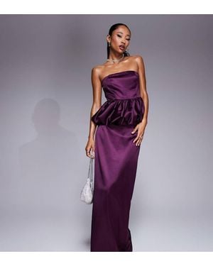 Kaiia X Sasha Corte Exclusive Satin Bandeau Puffball Top Co-Ord - Purple