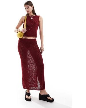 ASOS Knitted Midaxi Skirt With Jacquard Detail Co-Ord - Red