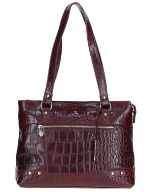 Ashwood Leather 'Velutto Eleganza' Zip Mid Section Real Shoulder Bag - Purple