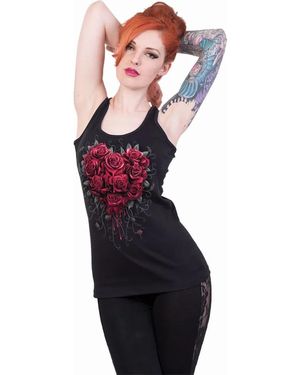 Spiral Ladies Bleeding Heart Racerback Vest Top - Blue