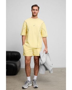 Grimelange Oversized Crew Neck Patch T-Shirt - Yellow