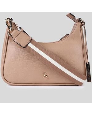 Ashwood Leather 'Bella Toscana' Real Crossbody Bag With Webbing Strap - Natural