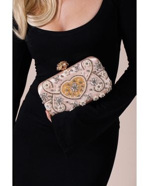 SVNX Embellished Heart Clutch Bag - Black