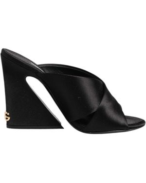 Dolce & Gabbana Satin Wedge Heel Sandalen - Zwart