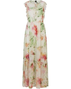 BOSS Crew Neck Maxi A-Line Dress - Metallic