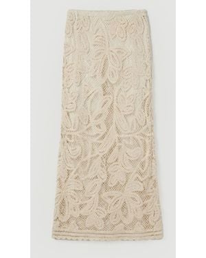 Karen Millen Floral Crotchet Woven Beach Bias Cut Skirt - Natural