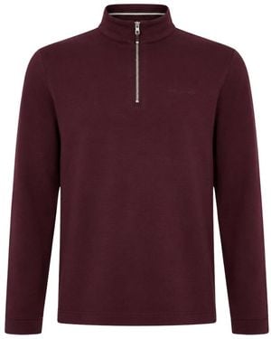 Ted Baker Actosj Branded Quarter Zip Jumper - Purple