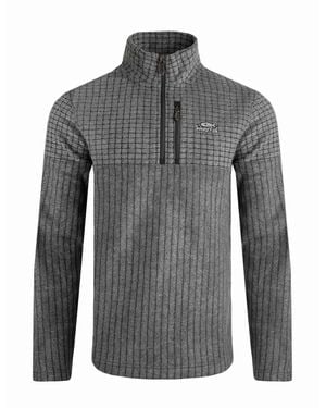 Weird Fish Longmont Grid Eco Friendly Quarter Zip Fleece Top - Grey