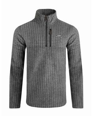 Weird Fish Longmont Grid Eco Friendly Quarter Zip Fleece Top - Grey
