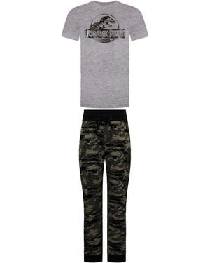 Jurassic Park Logo Camo Pyjama Set - Grey