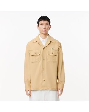 Lacoste Oversized Cotton Twill Plaid Overshirt - Natural