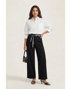 Urban Bliss Belted Barrel Leg Trouser - Natural