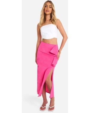 Boohoo Drape Detail Split Midaxi Skirt - Pink