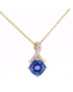 DIAMANT L'ÉTERNEL 9Ct 0.81Ct Created Tanzanite And 0.02Ct Diamond Pendant - Blue